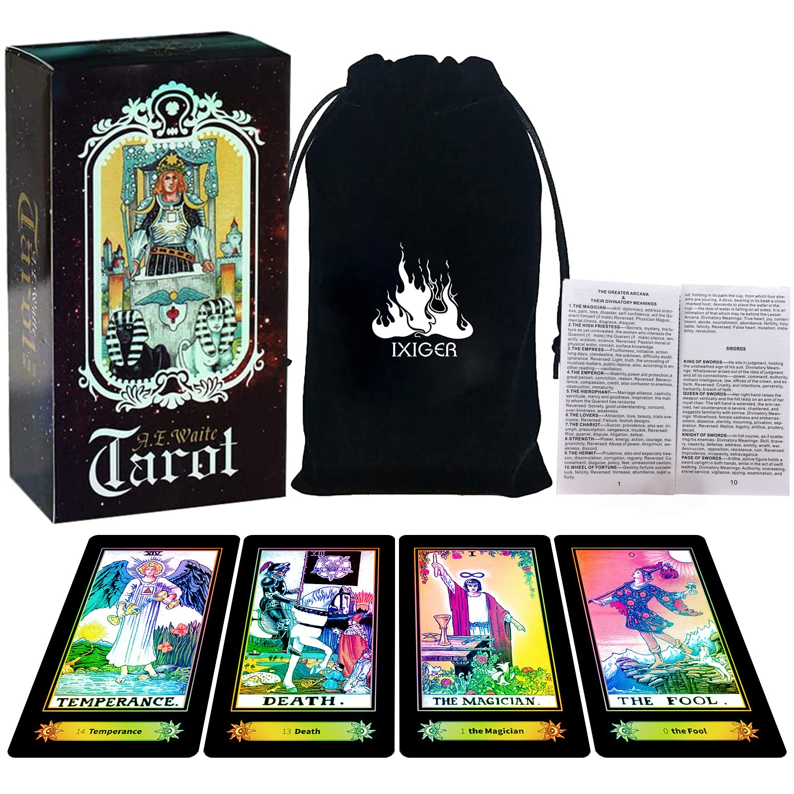 IXIGER Tarot Cards,Tarot Cards with Guide Book,Tarot Deck,78 Classic Tarot Deck,Tarot Card Deck with Guide Book and Gift Bag,For