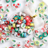 100pcs Mixed Christmas Beads Polymer Clay Spacer Beads for Women Jewelry Making DIY Bracelet Necklace Hair Clip Accessories Gift