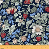 Erosebridal Blue Red Garden Flowers Women Floral Fabric by The Yard 2 Yards | Leaves Aesthetic Botanical Decor Natural Rustic Up