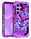 Casetego for Galaxy S24 FE 5G Case,Glow in The Dark Three Layer Heavy Duty Sturdy Shockproof Full Protection Rugged Hard PC+Soft