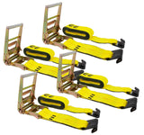 Mytee Products 4 x 30 Ratchet Tie Down Straps w/Flat Hook Extreme, 6,670 Lbs WLL Tie Down for Flatbed Truck Trailer (4 Pack)