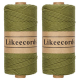 Likeecords 100% Cotton Crochet Bag Cord 2mm 170m Macrame Cord 2mm Crochet Thread Macrame Rope Gift for Knitter (Military Green)