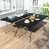 IWDOO 2 Pack Foldable Table 6ft, Plastic Folding Table, Portable Heavy Duty Dining Tables with Lock Function & Carrying Handle, 