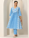 Libas Women'S Pure Cotton Kurta Sets (400144O_Blue_M)