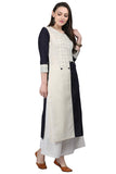 Anni Designer Women'S Black & White Color Rayon Fancy Long Thread & Button Work Kurti(Kur190074-Xxl_Black & White),Black & White,2XL,Rayon,Regular,Saree