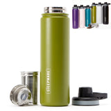 The Tea Spot Steepware Tea Tumbler and Thermos, 22oz, Tea Bottle with tea infuser for loose leaf tea or iced coffee, Sleek Doubl
