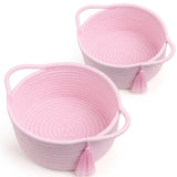 SweetMemo Empty Gift Basket Mini Woven Rope Organizer Baskets for Baby Shower, Vanity, Makeup Brushes, Bathroom, Shelves, Desk -