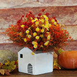 16 Bundles Artificial Fall Flowers for Outdoors, Fake UV Resistant Plants Faux Plastic Shrubs Fake Greenery for Garden Patio Dec
