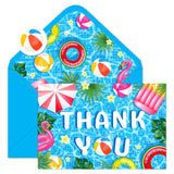 Whaline 24 Pcs Pool Party Thank You Cards Swimming Pool Greeting Cards with Envelopes Stickers Blue Blank Note Card for Summer H