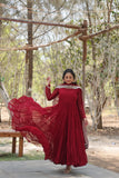 Wedani Georgette Solid Anarkali Kurta Set For Women Maroon,MAROON,S,,,