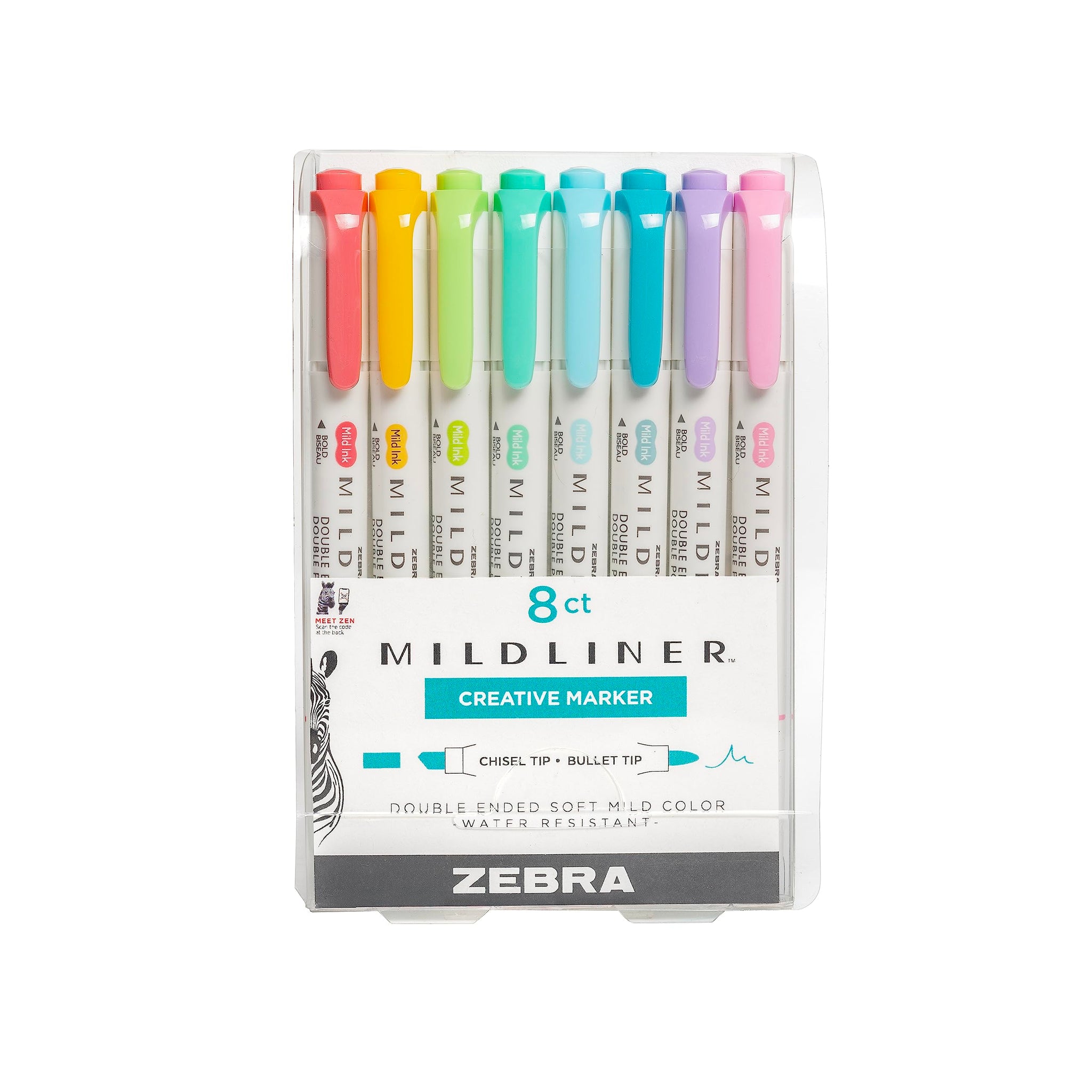 Zebra Pen Mildliner Double Ended Highlighter Set, Broad And Fine Point Tips, Assorted Ink Planner Colors, 8-Pack