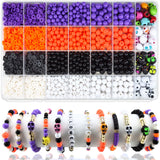 2480Pcs Halloween Beads for Jewelry Making, Halloween Bracelet Making Kit Skull Beads Polymer Clay Beads Heishi Beads 6mm 8mm Bl