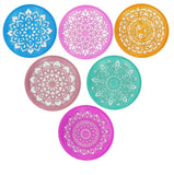 ascension 6 Designer Plastic Rangoli Stencils Making Kit Rangoli Stamp Flowers Assorted Multi Designs Colourful Rangoli Designs
