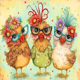 mrpwnle Chicken Diamond Painting Kits for Adults,DIY Chickens Diamond Art Kits for Beginners,5D Diamond Art Dotz Kits Round Full