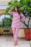 Lookmark Women'S Trendy Printed Cotton Blend Straight Pink Color Kurta And Palazzo Set (Az-Lm-P1-Ks2075 Pink-M)