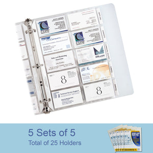 C-Line Business Card Holder Pages, Poly With Tabs/Inserts, 20 Cards/Page, 11 X 9 Inches, 5 Sets Of 5 Pages (61117-5)