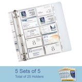 C-Line Business Card Holder Pages, Poly With Tabs/Inserts, 20 Cards/Page, 11 X 9 Inches, 5 Sets Of 5 Pages (61117-5)
