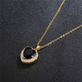 AILUOR Titanic Heart of the Ocean Necklace, Gold Plated Blue Sapphire Crystal Necklace Pendants Jewelry Valentines Mother's Day