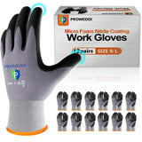 PROMEDIX P Nitrile Coated Work Gloves,MicroFoam Safety Work Gloves Men,Seamless Knit Nylon&spandex Gloves with Grip (L-12)
