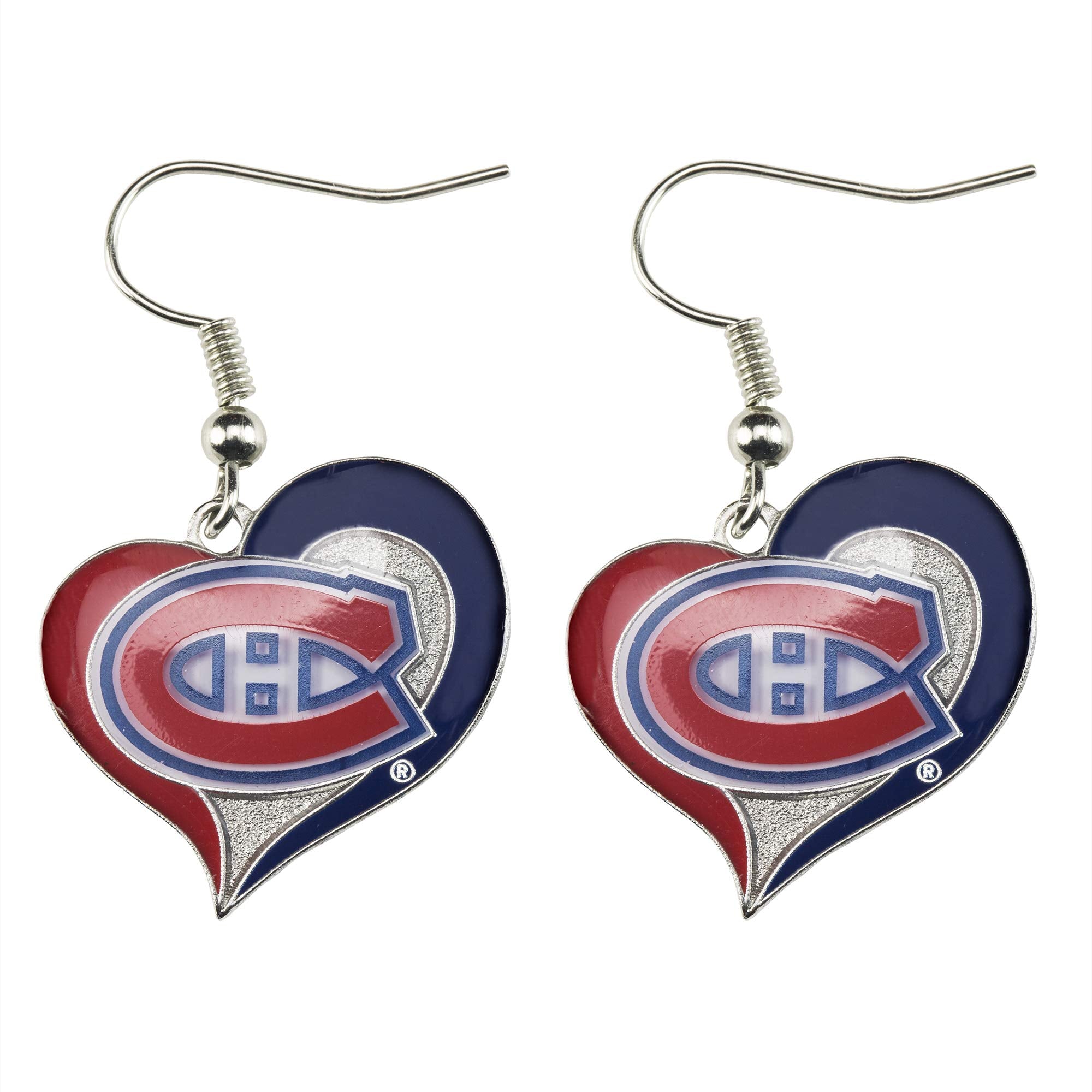 Aminco NHL Montreal Canadiens Swirl Heart Earrings, Size 2.5