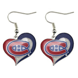 Aminco NHL Montreal Canadiens Swirl Heart Earrings, Size 2.5