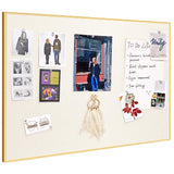 Lightomorrow Bulletin Board 30 x 20 inches, Oatmeal White Pin Board Vision Board, Golden Aluminum Framed Fabric Cork Board with 