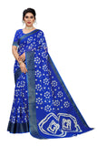 Gosriki Women'S Linen Cotton Geometric Printed Saree With Blouse Piece (Farha Dark Blue_Dark),Dark,,B097ZR27QB