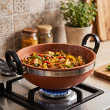 Purely Crafted 2 Litre Unglazed Clay Kadai for Cooking | Handcrafted Mitti Earthen Wok | Natural Terracotta Cooking Pot | PreSe
