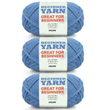3x50g Dark Blue Yarn for Crocheting and Knitting;3x80m (87.5yds) Cotton Yarn for Beginners with Easy-to-See Stitches;Worsted-Wei