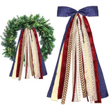 Ftuuo Large Flower Ribbon Bow for Wreath, Pink Floral Fabric Ribbons Set Assorted Leaves Lace Ribbon Green Dot Clip-On Wreath Sa