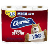 Charmin Ultra Strong Toilet Paper, 9 Mega Rolls = 36 Regular Rolls (Prime Pantry) (Packaging May Vary)