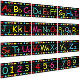 Alphabet Bulletin Board Set Alphabet Poster Chart Number Line for Classroom Wall Decorations Including Numbers 0-9 and Adhesive 