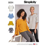 Simplicity Womens Flared Sleeve Blouse Sewing Patterns, Sizes 412