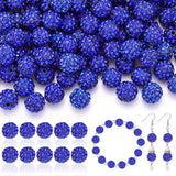 160pcs 10mm Rhinestone Beads for Jewelry Making, Dark Blue Shiny Round Disco Ball Beads Bulk, Sparkle Crystal Clay Christmas for