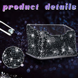 Business Card Holder Stand for Office - Professional & Luxury Display Womens Office Name Card with White Crystal Accessories (Bl