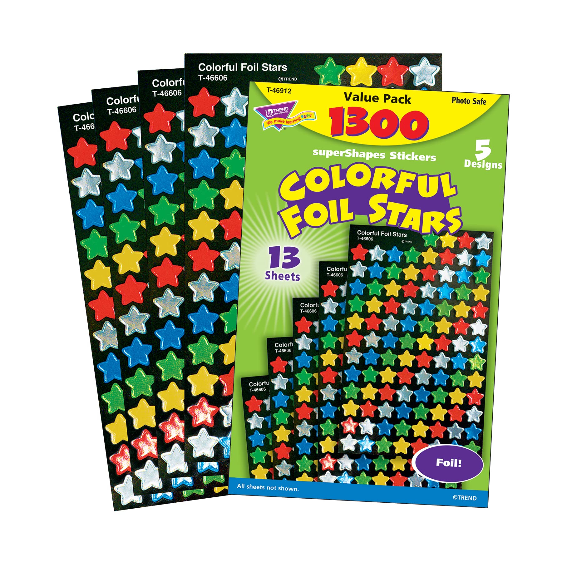 Trend Enterprises, Inc. Colorful Foil Stars Supershapes Value Pack, 1300 Ct