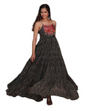 Wedani Faux Georgette Anarkali Kurta Set For Women (In Alpha L Regular Black),BLACK,L