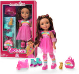 American Girl, AG Sisters Lea Doll, with Hazel Eyes, Long Wavy Brown Hair with Hot-Pink Highlights, 14.5, Ages 4+