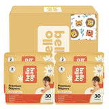 Hello Bello Diapers, Size 2 (10-16 lbs) Wild Cats, 120 Count Value Pack of Premium Disposable Baby Diapers, Hypoallergenic with 