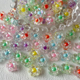 BERMRO 200pcs Ab Color Flower Bead Acrylic Colorful Beads Transparent Straight Hole Inner for DIY Jewelry Bracelet Necklace Phon