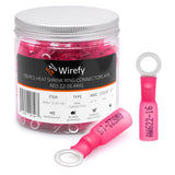 Wirefy 150 PCS Heat Shrink Ring Terminals #10 a Resistant Ring Connectors Eyelet Wire Connectors Red 2216 AWG