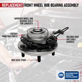 Replacement Front Wheel Hub Bearing Assembly Set of 2 - Compatible with Chrysler, Dodge & Volkswagen Vehicles - Town & Country,
