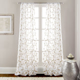 Modern Threads Leaf Swirl Embroidered Sheet Panel Curtains 2 Panels Taupe