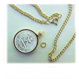 BeadExplosion Coin Holder Bezel Quarter USA 25 Cent Gold Plated Link Necklace 24 Chain Kit Parts