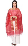 Weavers Villa Women'S Banarasi Poly Silk Woven Dupatta, 2.25 Mtrs Red 2.35 Mtrs
