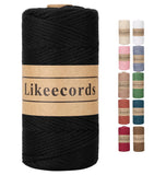 Likeecords 100% Cotton Crochet Bag Cord 2mm 170m Macrame Cord 2mm Crochet Thread Macrame Rope Gift for Knitter (Black)
