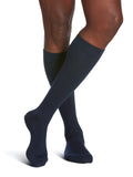 Sigvaris Mens Casual Cotton 186 Calf High Compression Socks 1520mmHg Navy B (Medium)