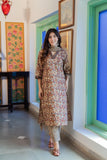 Gosriki Women'S Cotton Blend Straight Printed Kurta With Pant & Dupatta (Denika Cream-Gs_M_Cream_Medium),Cream,,B0D9YJ9YTR