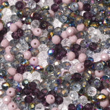 Songxi 300pcs 6mm Purple Glass Beads for Jewelry Making, 5 Style 3 Size Crystal Beads for Bracelets Jewelry Making, Spacer Beads
