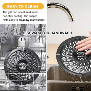 Air Fryer Replacement Parts, 2QT 2.1QT Round Air Fryer Grill Pan Crisper Plate Tray Accessories Rack with Rubber Bumpers for Eli